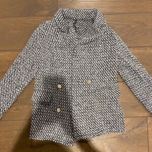 shein black and white tweed blazer